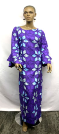 -Purple-African-Blue-Bell-Sleeve-Dress