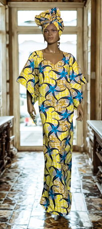 Afrcan-BlueYellow-Cape-Dress