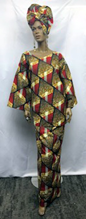 African-Burgundy-Skirt-Set
