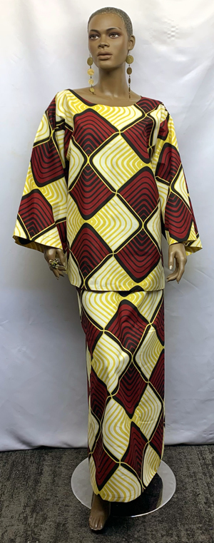 African-Burgundy-Yellow-Skirt-Set