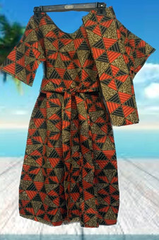 African-Kids-Long-Orange-Brown-Dress