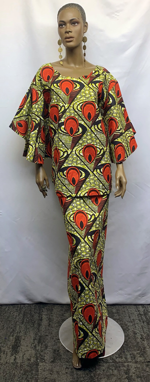 African-Orange-Olive-Skirt-