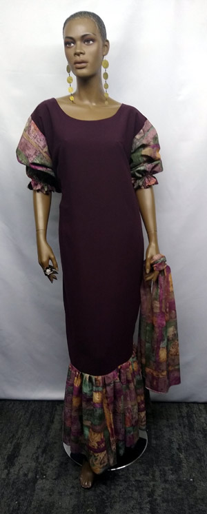 African-Purple-Puff-Sleeve-Dress