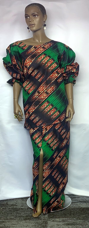 African-Scallop-Sleeve-Skirt-with-Split