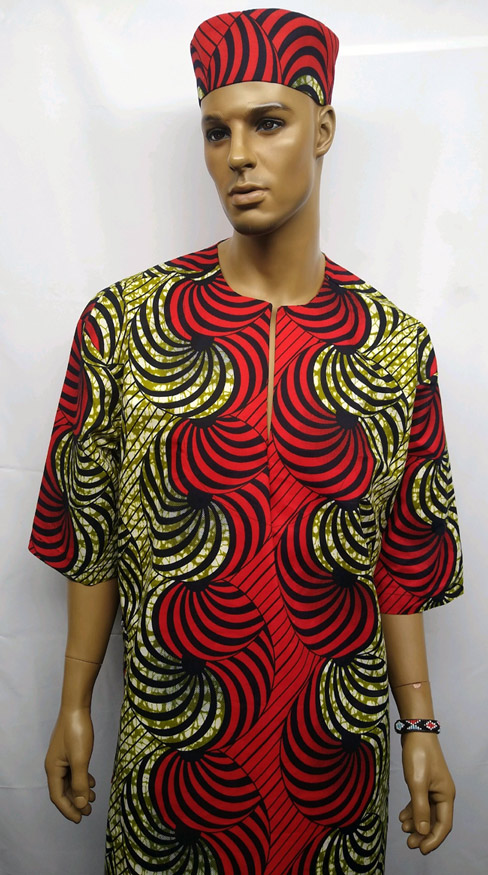 African-Shirt-African-Red-Tan-Dashiki-Shirt