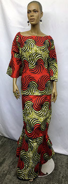 African-Skirt-Set-Red-Tan-3