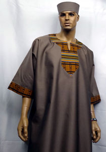 African-Tan-Dashiki-Kente-Trim-Shirt