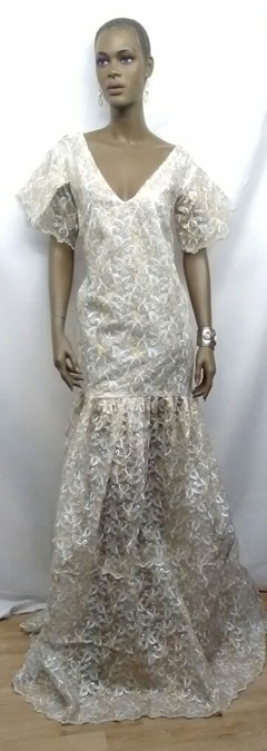 African-White-Gold-Lace-Gow