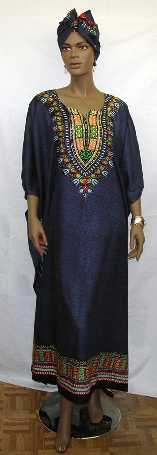 African Caftan Dress Ethnic Caftan w Headwrap