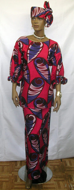 African Dress- Dashiki Print Shirt w/Skirt (Complete)