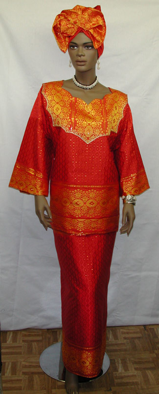 red and gold african dress