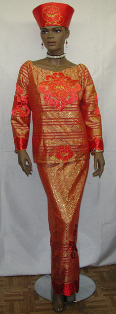 red and gold african dress