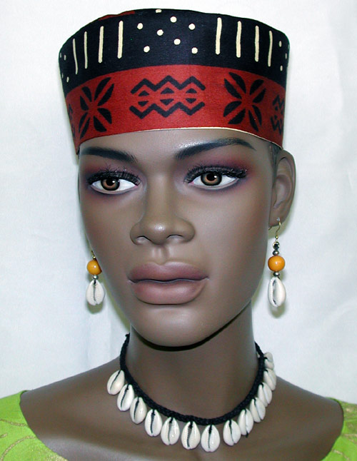 African Hat Elegant Kente Trim Kufi Hat 