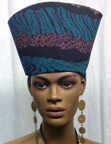 African Crown: Blue Purple Print Crown