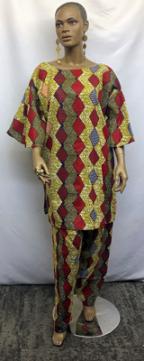 African Diamond Abstract Pants Suit