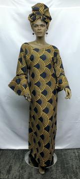 African-Black-Gold-Bell-Sleeve-Dress