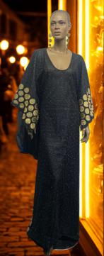 African Net Lace Drop Cape Dress