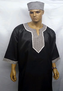 African Dashiki Shirt-  Black and White Embroidery. 