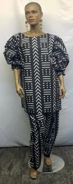 African Mud Cloth Print Pants Set