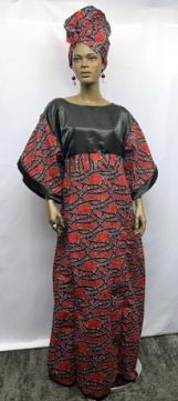 African-Black-on-Black-Red-Print-Long-Dress