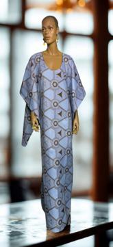 African Blue Brown Drop Cape Dress