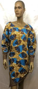 African Two-Toned V Top w/ Head Wrap