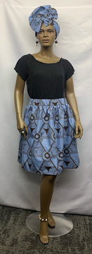 African-Blue-Chocolate-Abstract-Skirt-Set