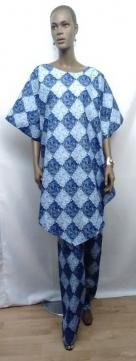 Elegant African Blue Diamond V-top with Pants Set