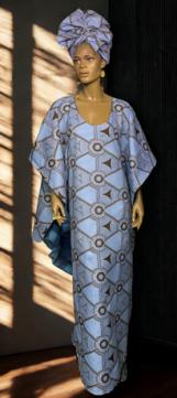 African-Blue-Drop-Cape-Dress