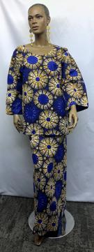 Elegant African Gold Blue Skirt Set