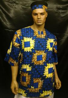 African Blue Print Dashiki Shirt - (All Sizes)