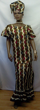 African-Brown-Red-Print-Set