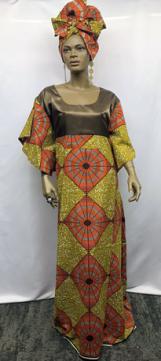 African-Brown-on-Brown-Gold-Print-Long-Dress