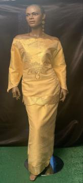 African Dress- Elegant Cream and Gold African Dress