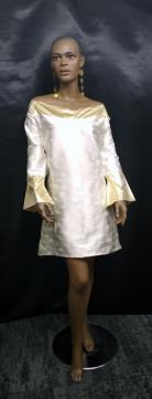 African Two Tone Cream Gold Lame Dress