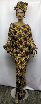 African-Dark-Brown-Yellow-Gold-Skirt-Set