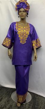 African-Dress-Elegant-Purple-Bordered-Skirt-Set