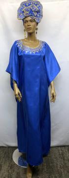 African Dress-Royal Blue Gold Caftan