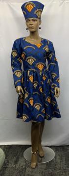 African-Elegant-Blue-Gold-Short-Dress