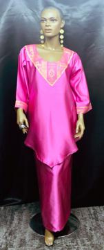 African Fuchsia V-Top Skirt Set