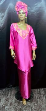 African-Fuchsia-V-Top-Skirt-Set02