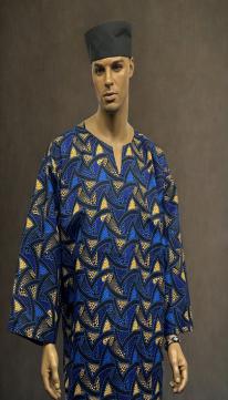 African Gold Blue Print Dashiki