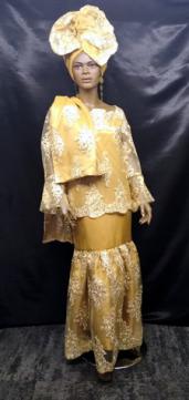 African-Gold-Two-Tone-Lace-Dress