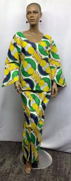 African Yellow Mustard Green Skirt Set