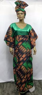 African-Green-on-Green-Print-Long-Dress