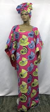African Hot Pink Cape Dress