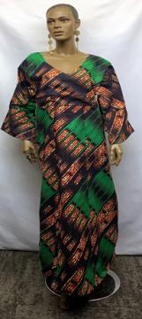 African Hunter Green Print Dress