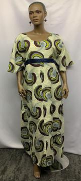 African Long Cream Maxi Dress