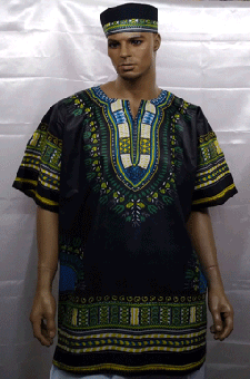 African Shirt-Navy Dashiki Shirt (Sm-6X-Large) Big and Tall