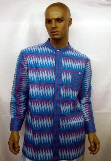 African Print Nehru Collar Dashiki Shirt